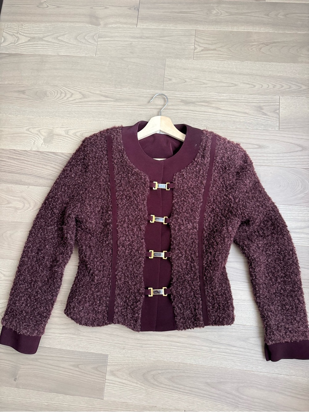 Vintage Women’s Plush Bouclé Jacket in Deep Plum